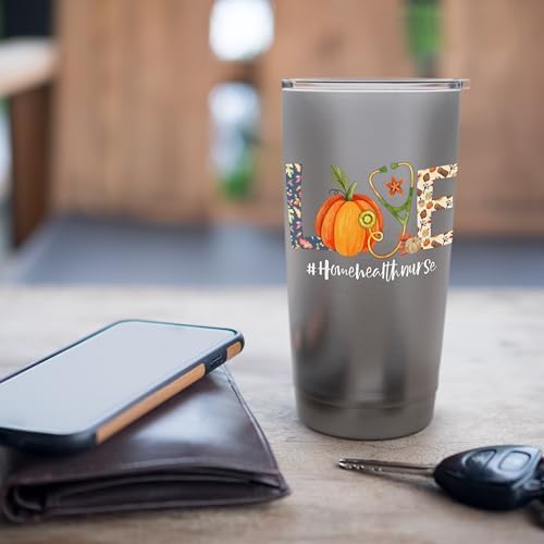 Love Home Health Nurse Life Thanksgiving Autumn Pumpkin Stainless Steel Insulated Tumbler - Image 7