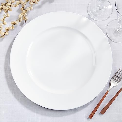 SARO LIFESTYLE Decorative Charger Plates, 13” Round Plastic Charger Plates, Set of 4 – Elegant Table Décor for Events, Weddings & Home Dining, White - Image 4