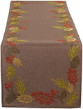 DII Fall Table Décor Embroidered Tabletop for Thanksgiving Dining, Table Runner, 14x70, Shimmering Leaves by DII