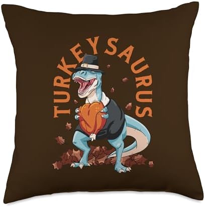 Turkeysaurus Dinosaur Trex Thanksgiving Shirt for Boys Men Throw Pillow by Unknown