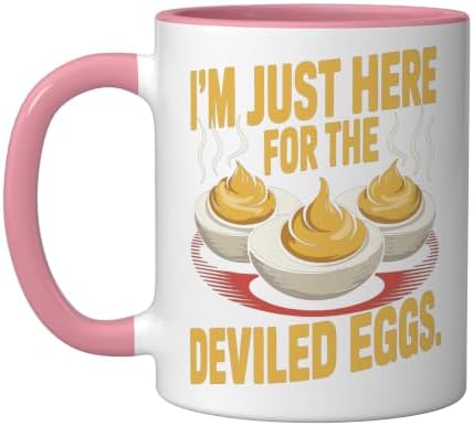 I’m Just Here for the Deviled Eggs Egg Expert Deviled Egg Ceramic Mug, Pink/White, 11oz by Unknown