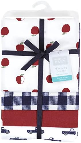 Hudson Baby Unisex Baby Cotton Flannel Receiving Blankets, Apple Orchard, One Size - Image 2