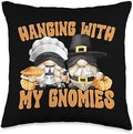 Autumn Gnome Gifts For Fall Thanksgiving Pumpkins Pilgrim Gnome for Fall Hanging with My Gnomies Thanksgiving Throw Pillow, 16x16, Multicolor by Unknown