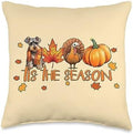 Tis The Season Miniature Schnauzer Fall Thanksgiving Throw Pillow by Unknown