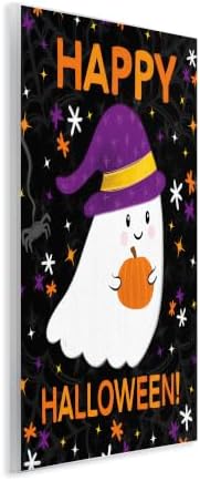 Happy Halloween Ghost Pattern, 13 x 19 Inch Mounted Print on Wall Plaque