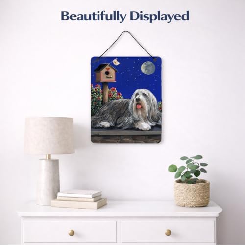 Caroline's Treasures PPP3018DS1216 Bearded Collie Moon Shine Wall or Door Hanging Prints Aluminum Metal Sign Kitchen Wall Bar Bathroom Plaque Home Decor Front Door Plaque, 12x16, Multicolor