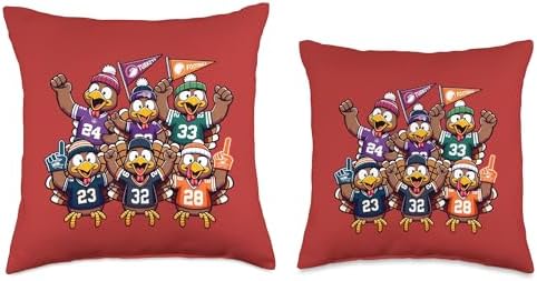 Turkey Cheer Thanksgiving Football - Funny Turkey Day Game Throw Pillow - Image 3