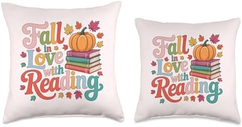 Fall in Love with Reading Autumn Thanksgiving Shirt Teacher Throw Pillow - Image 3