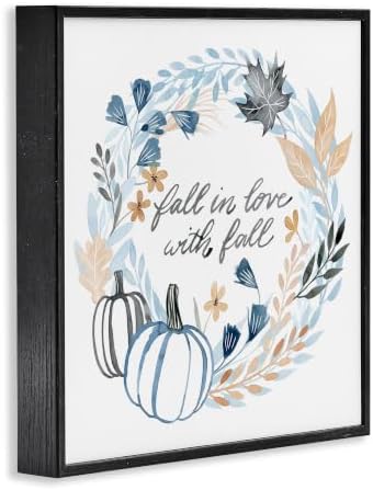 Blue Autumn Foliage Wreath, 12 x 12 Inch Framed Giclée Print - Image 2