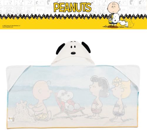 Peanuts Snoopy Kids Super Soft Bath/Pool/Beach Soft Cotton Terry Hooded Towel Wrap, 24 in x 50 in, (Officially Licensed Product) by Franco