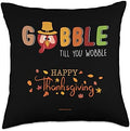 Thanksgiving Gobble Turkey Throw Pillow by Unknown