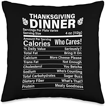 Thanksgiving Dinner Funny Fake Calories Nutritional Facts Throw Pillow by Unknown