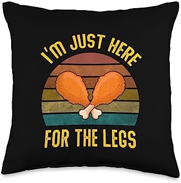 Funny Retro Thanksgiving I'm Just Here For The Turkey Legs Throw Pillow by Unknown