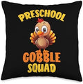 Festival/Thanksgiving Preschool Gobble Squad Cute Turkey Thanksgiving Teacher Throw Pillow, 16x16, Multicolor by Unknown