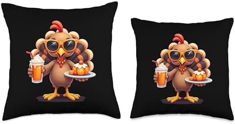 Thanksgiving Turkey with Sunglasses Girls and Women Throw Pillow - Image 3