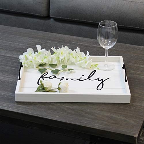 Elegant Designs HG2000-WFM Decorative Wood Serving Tray w/Handles, 15.50" x 12", Family - Image 6