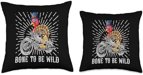 Turkey Riding Motorcycle Thanksgiving Day Rider Biker Throw Pillow - Image 3
