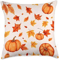 Fall Colors and Pumpkins Cozy Thanksgiving Pattern Throw Pillow by Unknown