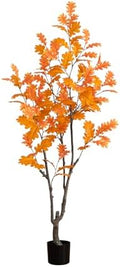 Nearly Natural 6ft Autumn Oak Artificial Fall Tree in Black Nursery Pot by NearlyNatural