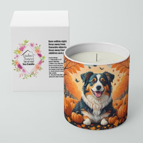 Caroline's Treasures DAC1009CDL Australian Shepherd Terrier Fall Decorative Soy Candle Nature Soy Wax Essential Oil Home Decor Ideal for Bedroom Kitchen Bath Office Gift, 10 oz - Image 2