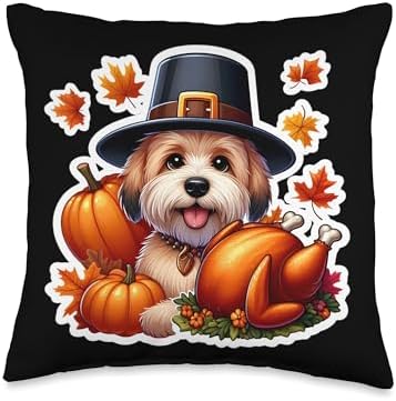 Thanksgiving Soft Coated Wheaten Terrier Dog Owner Funny Throw Pillow by Unknown