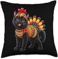 Funny Black Cat Turkey Costume Thanksgiving Mom Dad Throw Pillow by Unknown