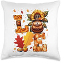 LOVE Thanksgiving Muskrat Fall Leaves Sunflower Animal Lover Throw Pillow by Unknown