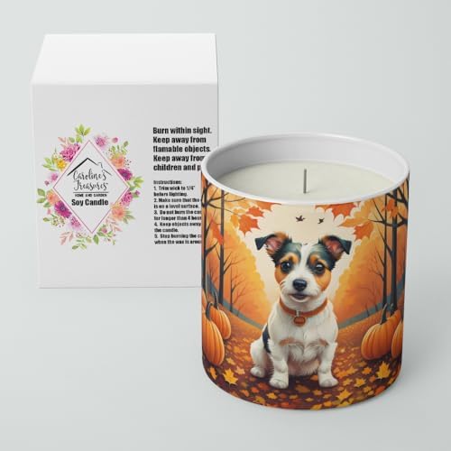 Caroline's Treasures DAC1051CDL Jack Russell Terrier Fall Decorative Soy Candle Nature Soy Wax Essential Oil Home Decor Ideal for Bedroom Kitchen Bath Office Gift, 10 oz - Image 2