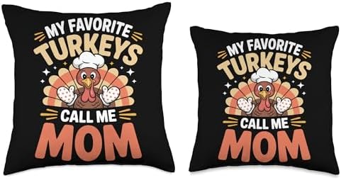 My Favorite Turkeys Call Me Mom Thanksgiving Throw Pillow - Image 3