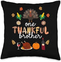 Cute One Thankful BROTHER Farmer Family Thanksgiving 2026 Throw Pillow by Unknown