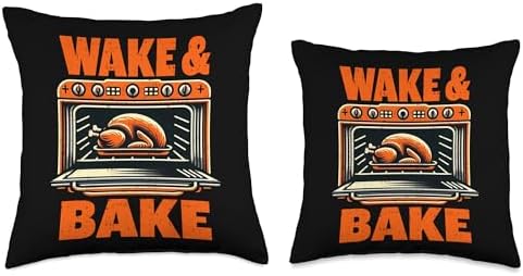 Funny Turkey Day Thanksgiving Dad Men Women Wake And Bake Throw Pillow - Image 3