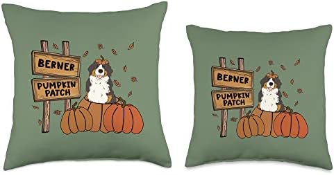 Berner Pumpkin Patch BMD Dog Lovers Thanksgiving Halloween Throw Pillow - Image 3
