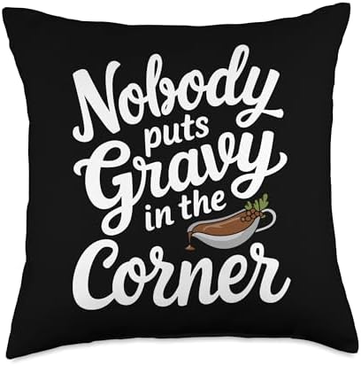 Thanksgiving Family Matching Nobody Puts Gravy In Corner Throw Pillow by Unknown