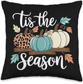 Tis the Season Thanksgiving Halloween Funny Leopard Pumpkin Throw Pillow by Unknown