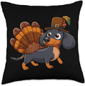 Funny Dachshund Turkey Costume Elegant Design. Cute Dachshund Dog Turkey Costume Humor Thanksgiving Boys Throw Pillow, 18x18, Multicolor by Unknown