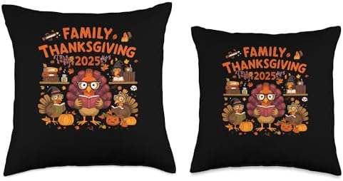 Funny Turkey Read Books Reading Happy Thanksgiving Teacher Throw Pillow - Image 3