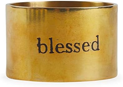 DII Christmas Thanksgiving Holiday Tabletop Décor Collection Decorative Napkin Ring Holder Set, 1.6 Dia x 1.25" Height, Always Grateful Gold, 4 Piece - Image 2