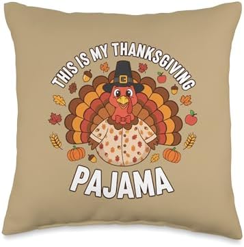 This is My Thanksgiving Pajama, Funny Dad Family Holiday PJ Throw Pillow by Unknown