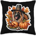 Thanksgiving Belgian Laekenois Dog Owner Mom Dad Funny Fall Throw Pillow by Unknown