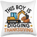 This Boy Is Digging Thanksgiving Turkey Excavator Throw Pillow by Unknown