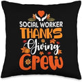 Social Worker Thanksgiving Crew Fall Leaves Funny Job Throw Pillow by Unknown