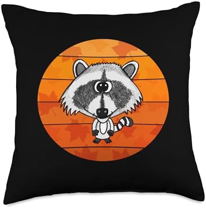 Fall Racoon Leaves Thanksgiving Autumn October November Throw Pillow by Unknown