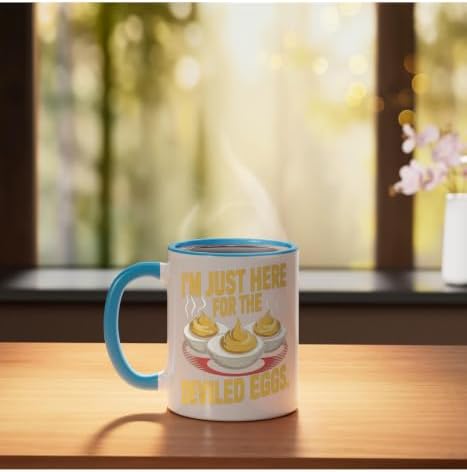 I’m Just Here for the Deviled Eggs Egg Expert Deviled Egg Ceramic Mug, Blue/White, 11oz - Image 3