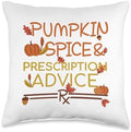Pharmacy Thanksgiving Pumpkin Spice Pharmacist Technician Throw Pillow by Unknown