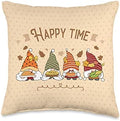 Thanksgiving, autumn fall funny gnomes, Harvest Festival Throw Pillow by Unknown