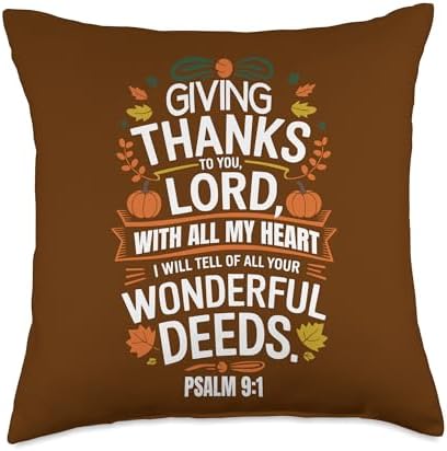 Giving thanks to you, Lord, with all my heart Psalm 9:1 Throw Pillow by Unknown