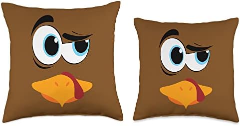 Turkey Face Thanksgiving Costume Silly Family Pilgrim Throw Pillow - Image 3