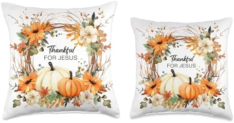 Thankful For Jesus – Thanksgiving Harvest Autumn Christian Throw Pillow - Image 3