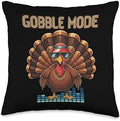 DJ Gobble Mode Turkey Thanksgiving Party Vibes Throw Pillow by Unknown