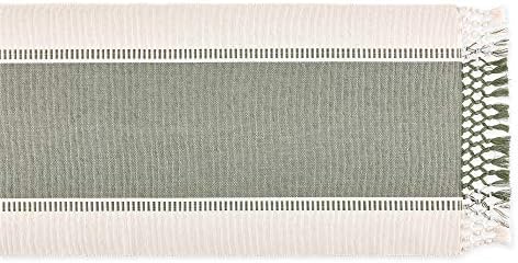 DII Dobby Stripe Table Runner, 13x108 Artichoke & Cream Background - Image 2
